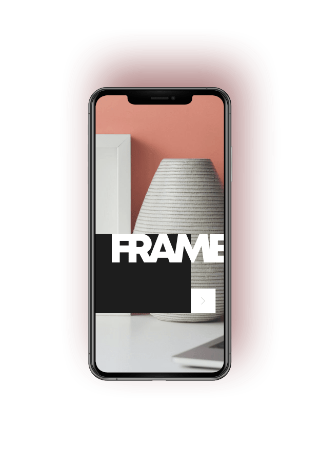 An iphone mockup with the name Frame inside.